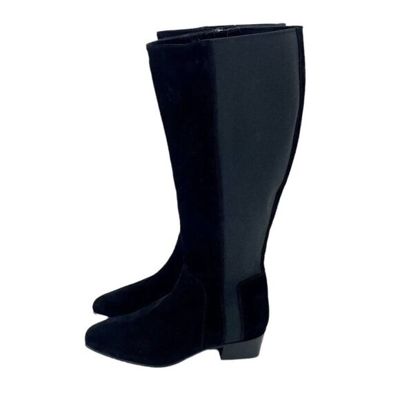 Aquatalia Flore Black Suede Leather Knee High Stretch Boots SZ 9 New $550